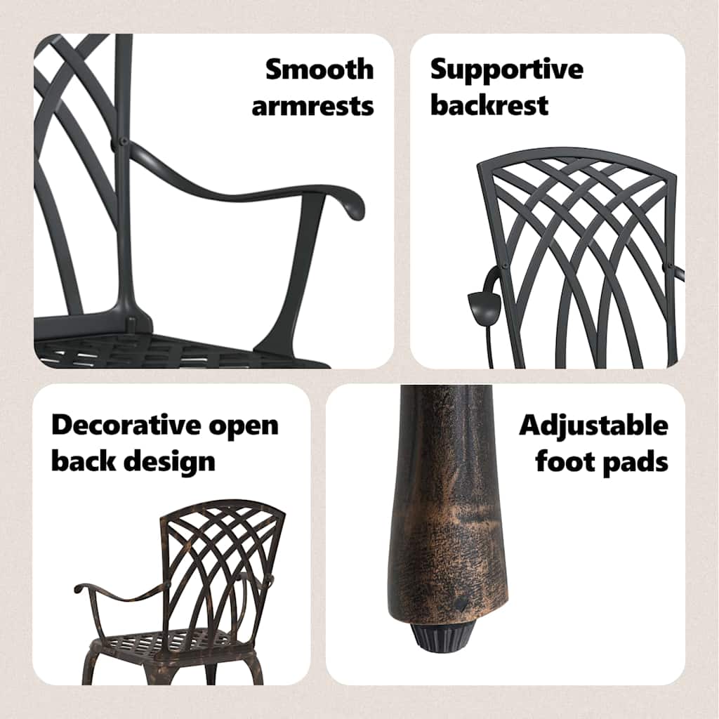 Garden Chairs 2 pcs Black 55 x 56.5 x 91cm Aluminum