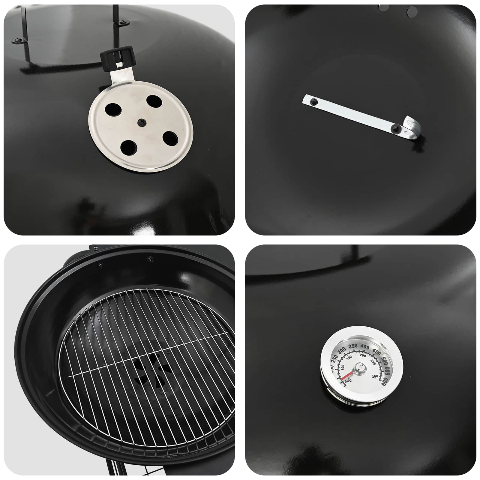Outdoor grill with wheel Black 96 x 72 x 113 cm metal