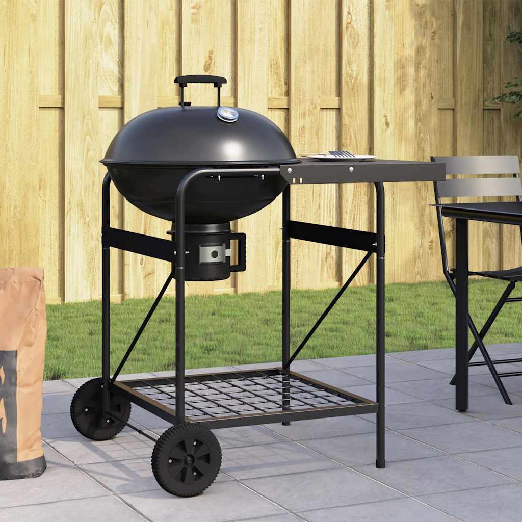 Outdoor grill with wheel Black 96 x 72 x 113 cm metal