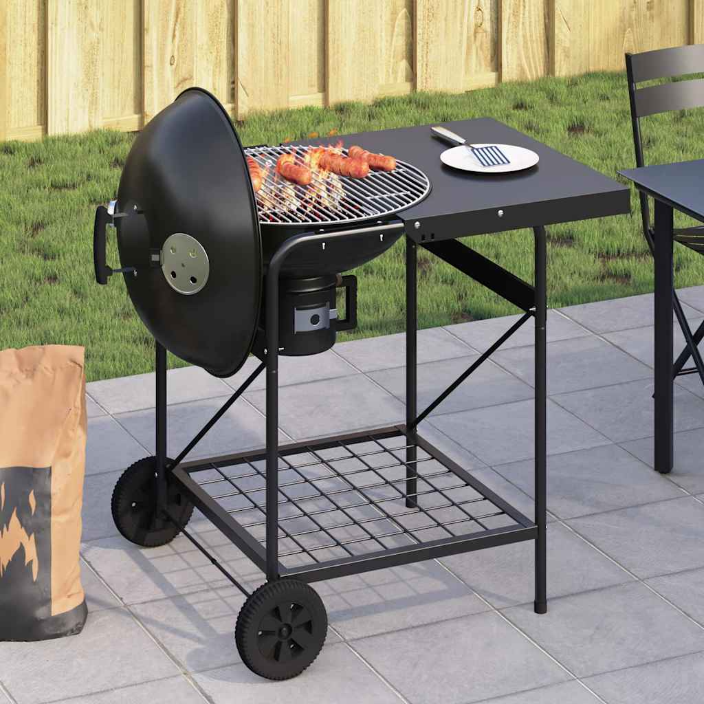 Outdoor grill with wheel Black 96 x 72 x 113 cm metal