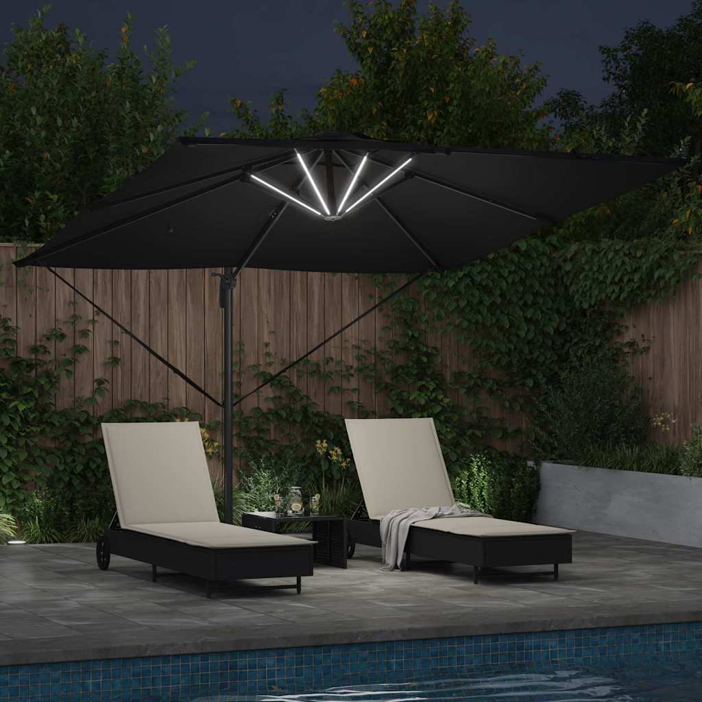 Sodo skėtis LED EDISON, juoda, 286x284x270cm