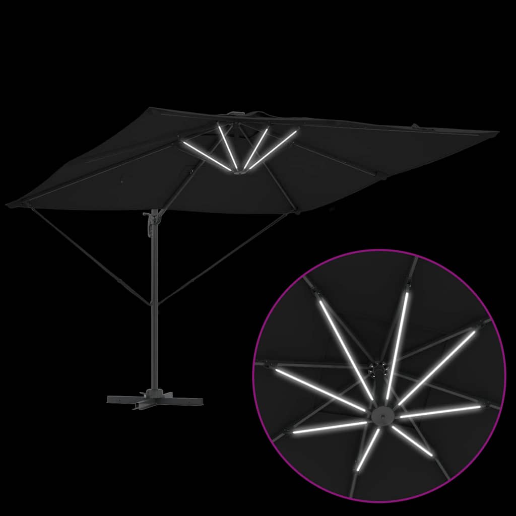 Sodo skėtis LED EDISON, juoda, 286x284x270cm