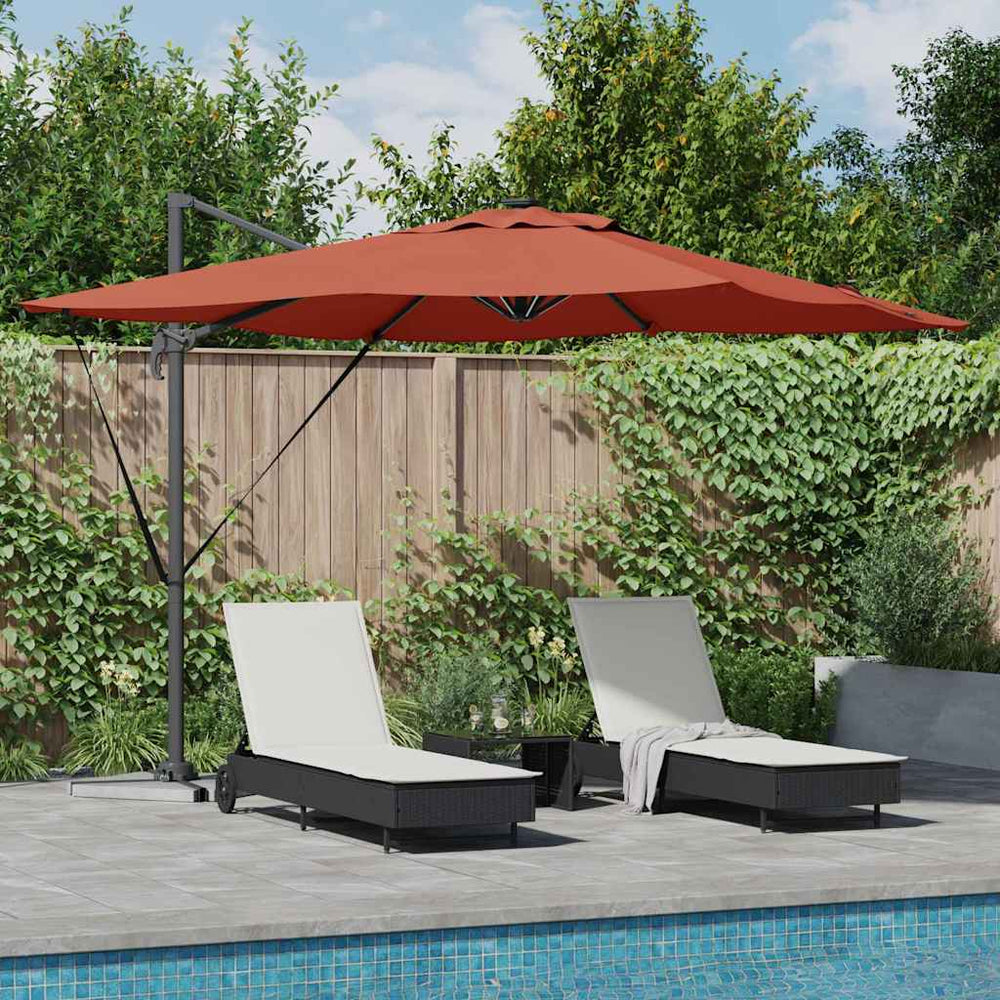 Cantilever Roman Umbrella with LED Terracotta 286x285x270 cm Aluminum