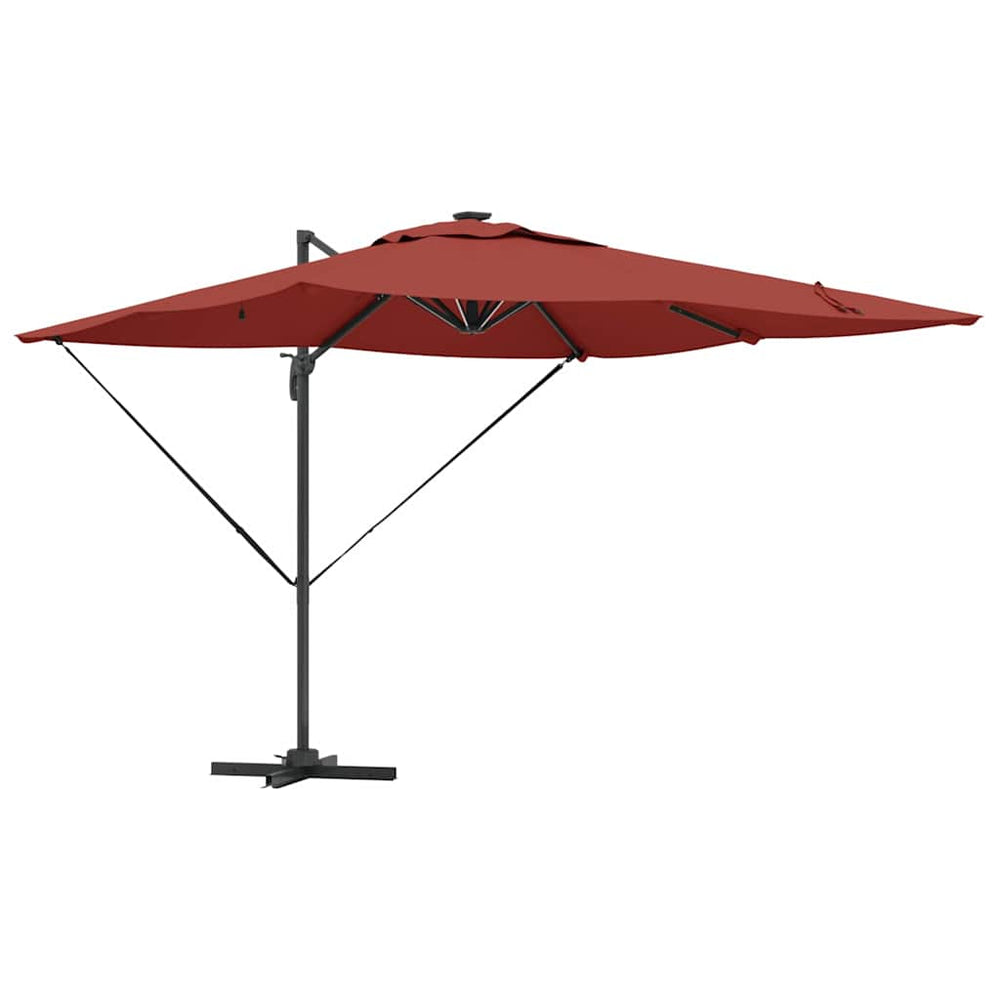 Cantilever Roman Umbrella with LED Terracotta 286x285x270 cm Aluminum