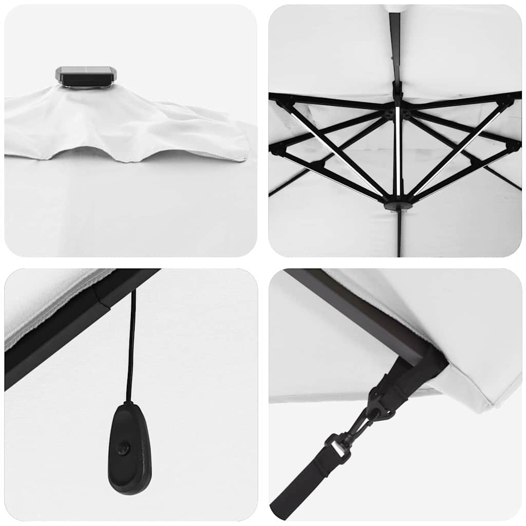Cantilever Roma Umbrella with LED Sand 352x251x265 cm Aluminum