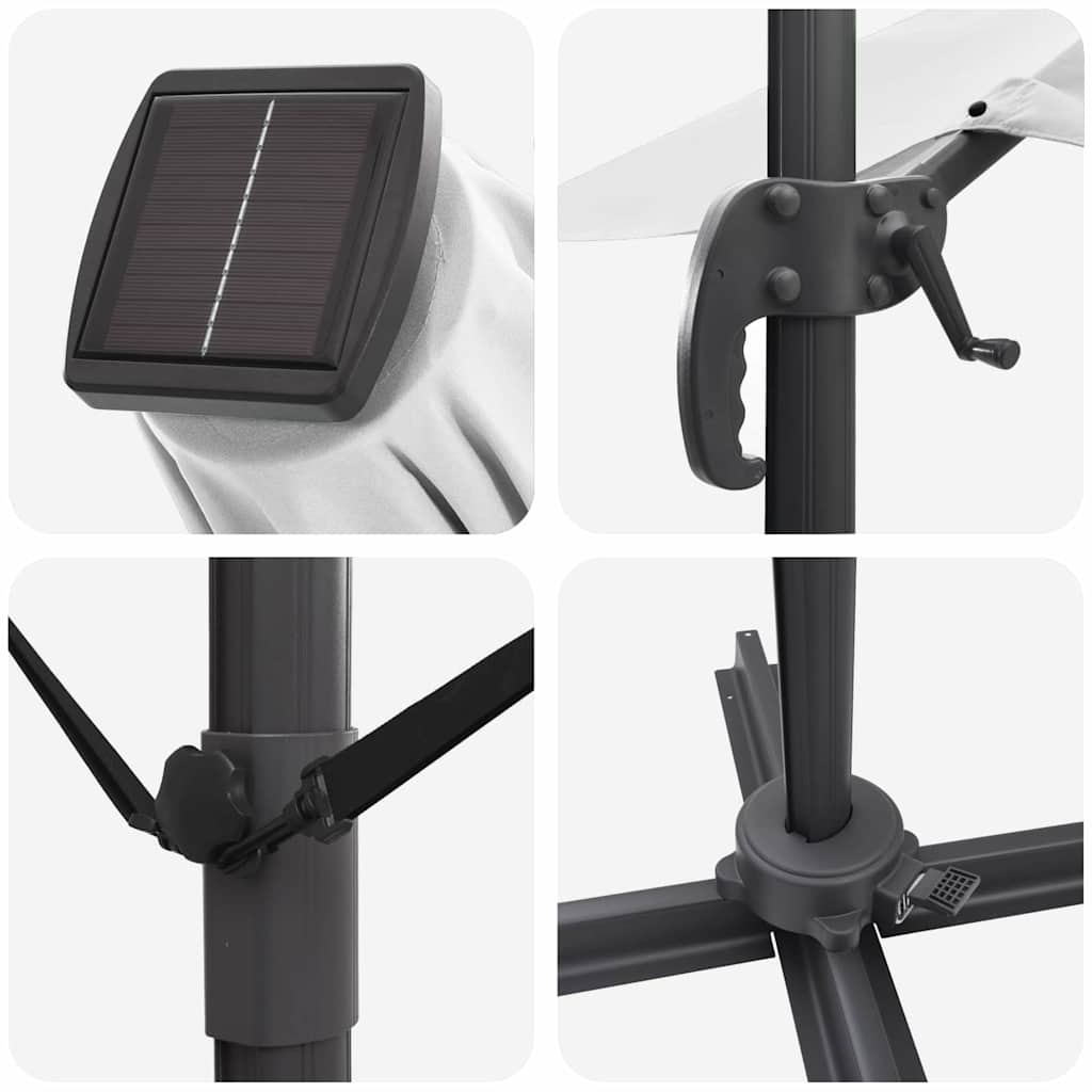 Cantilever Roma Umbrella with LED Sand 352x251x265 cm Aluminum
