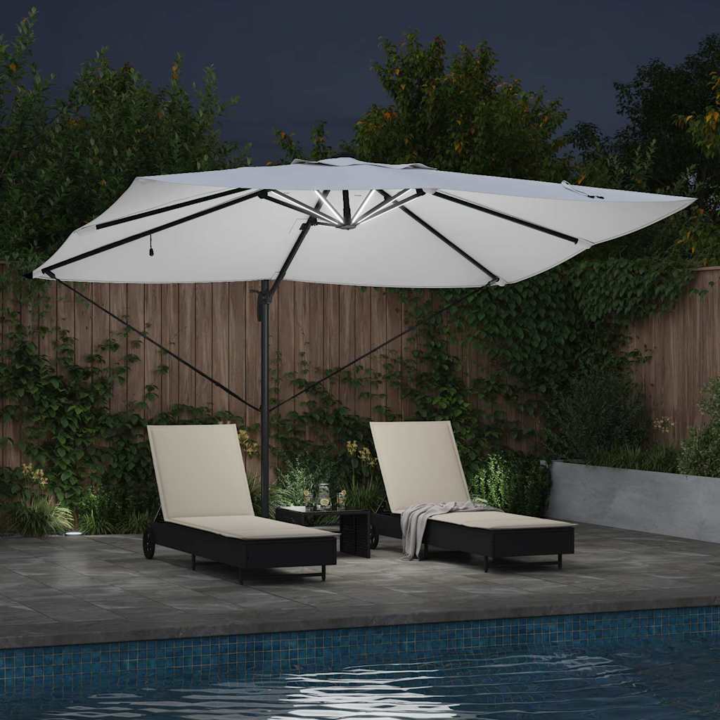 Cantilever Roma Umbrella with LED Sand 352x251x265 cm Aluminum