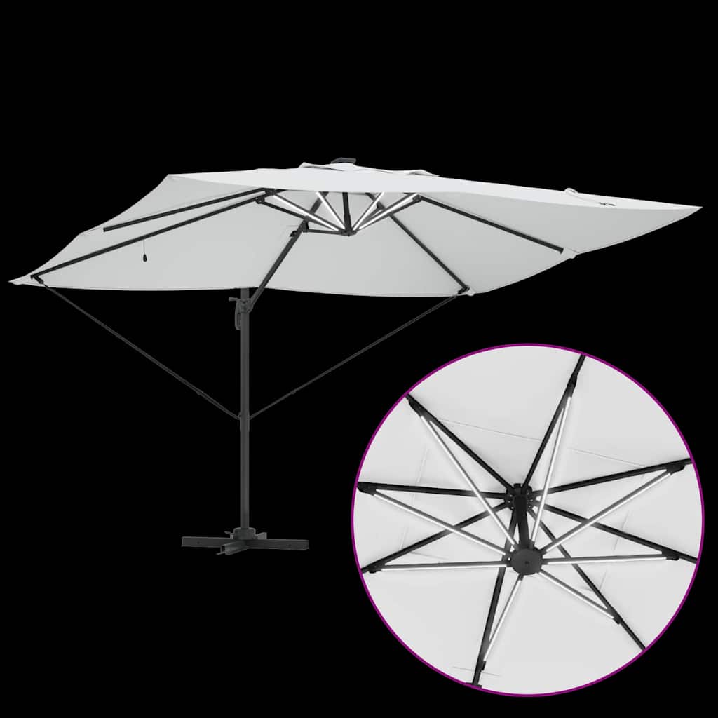 Cantilever Roma Umbrella with LED Sand 352x251x265 cm Aluminum