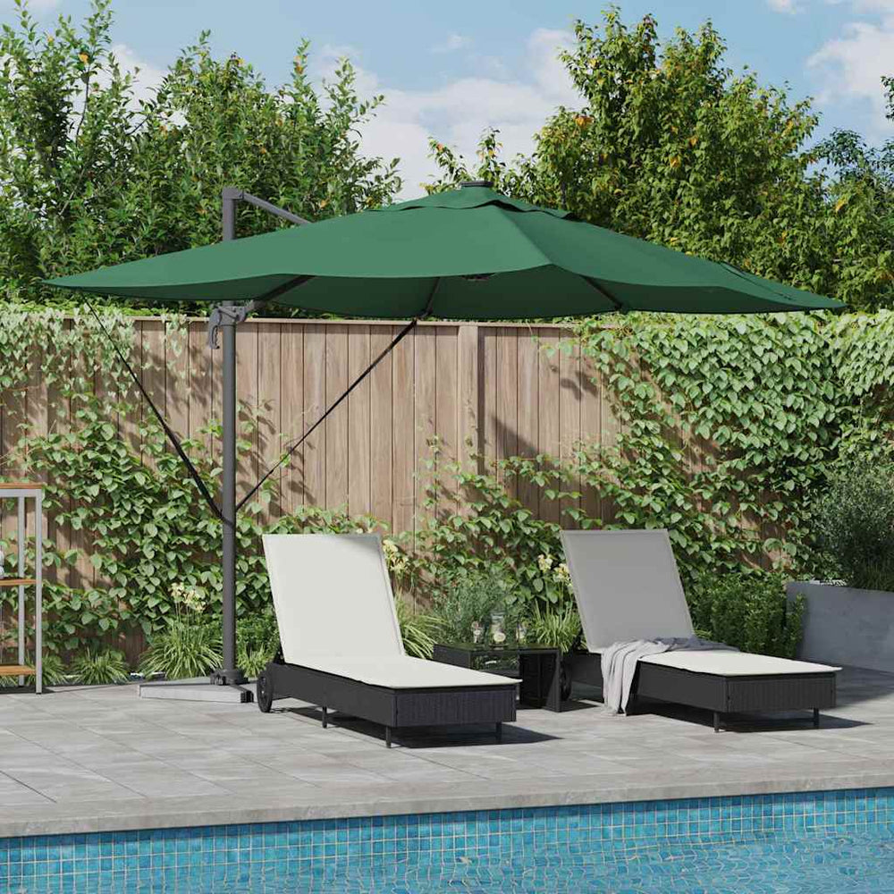 Temporary Rome Umbrella with LED Green 352x251x265 cm Aluminium