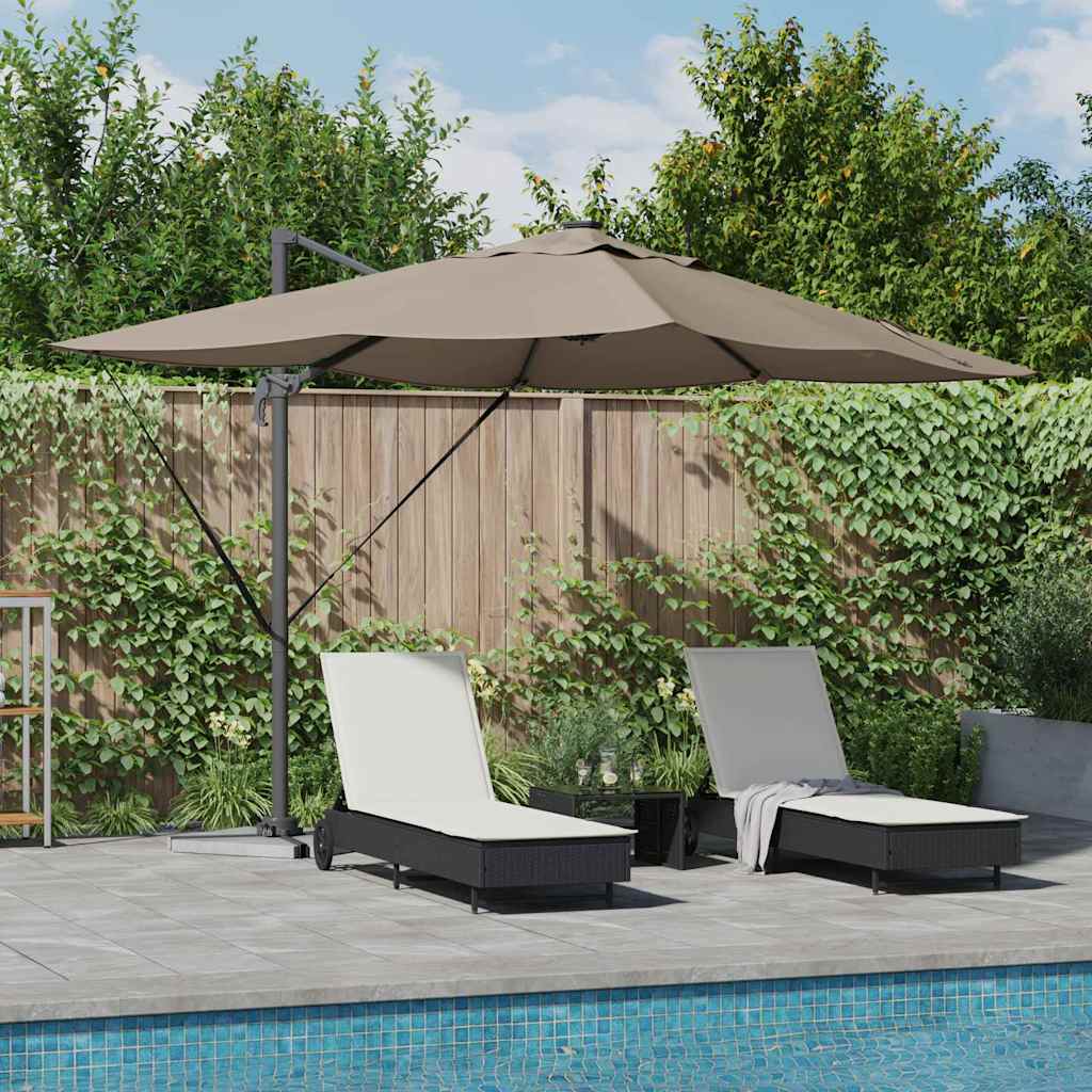 Cantilever Roma Parasol with LED Taupe 352x251x265 cm Aluminium