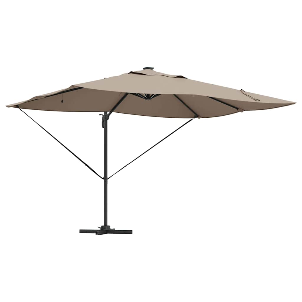 Cantilever Roma Parasol with LED Taupe 352x251x265 cm Aluminium