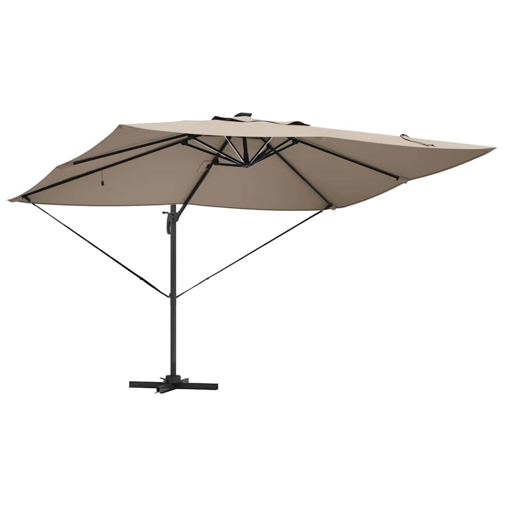 Cantilever Roma Parasol with LED Taupe 352x251x265 cm Aluminium