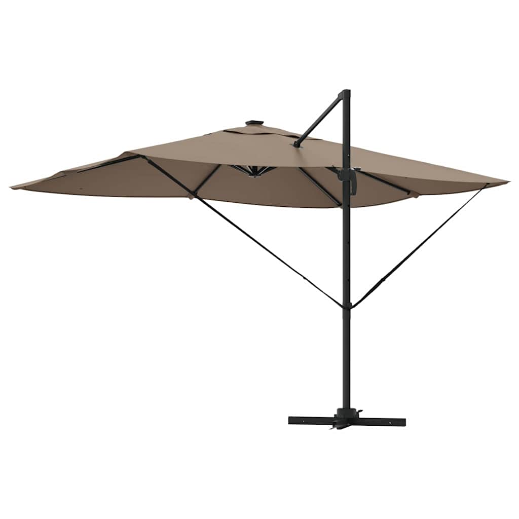 Cantilever Roma Parasol with LED Taupe 352x251x265 cm Aluminium