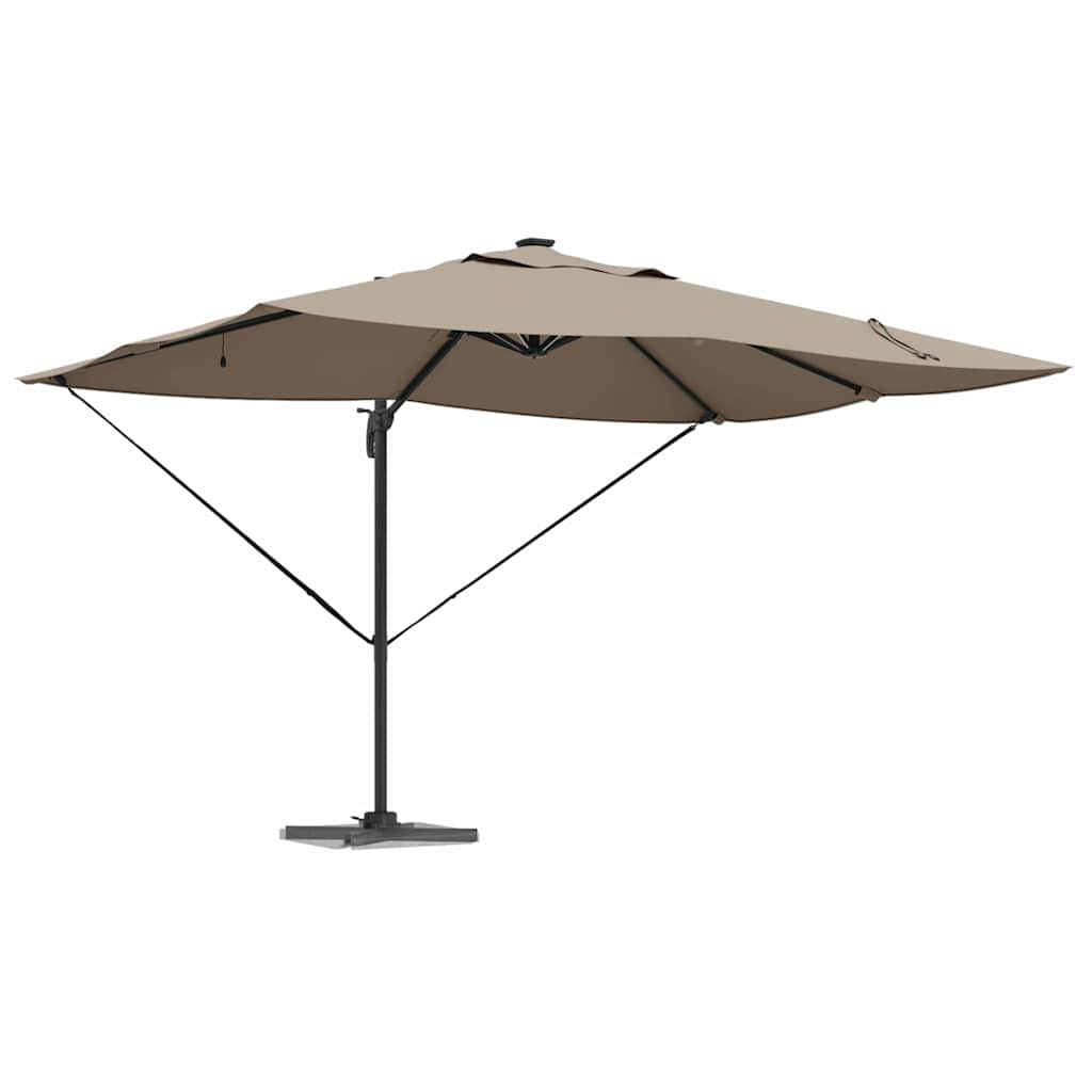 Cantilever Roma Parasol with LED Taupe 352x251x265 cm Aluminium