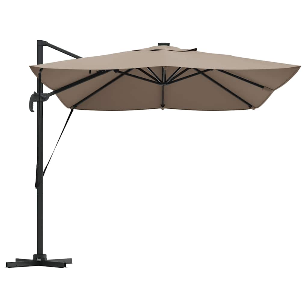 Cantilever Roma Parasol with LED Taupe 352x251x265 cm Aluminium