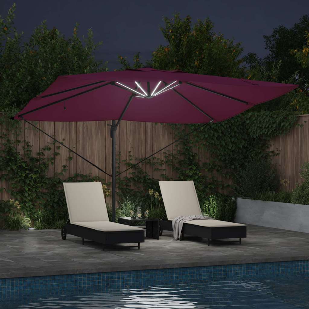 Sodo skėtis LED FREMONT, raudona, 352x251x265cm