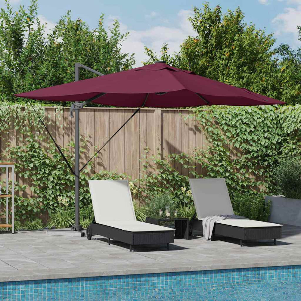 Cantilever Roma Parasol with LED Bordeaux Red 352x251x265 cm Aluminium