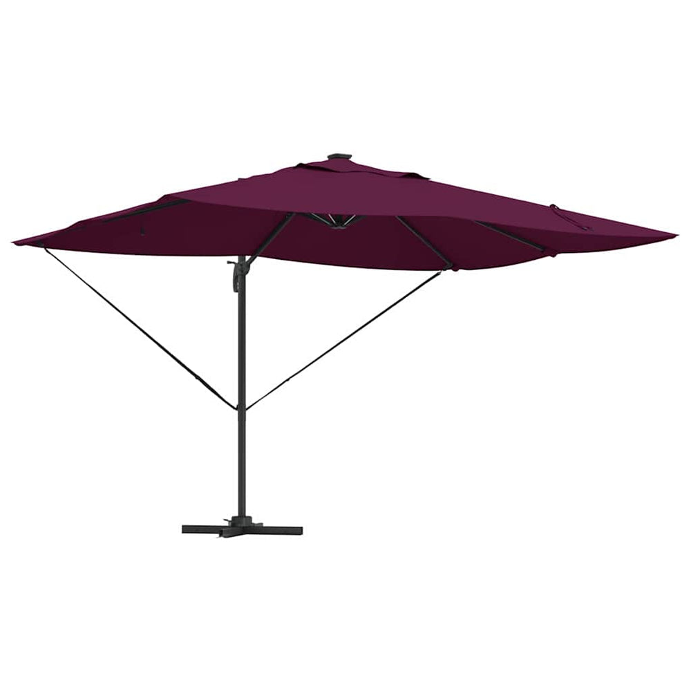 Cantilever Roma Parasol with LED Bordeaux Red 352x251x265 cm Aluminium