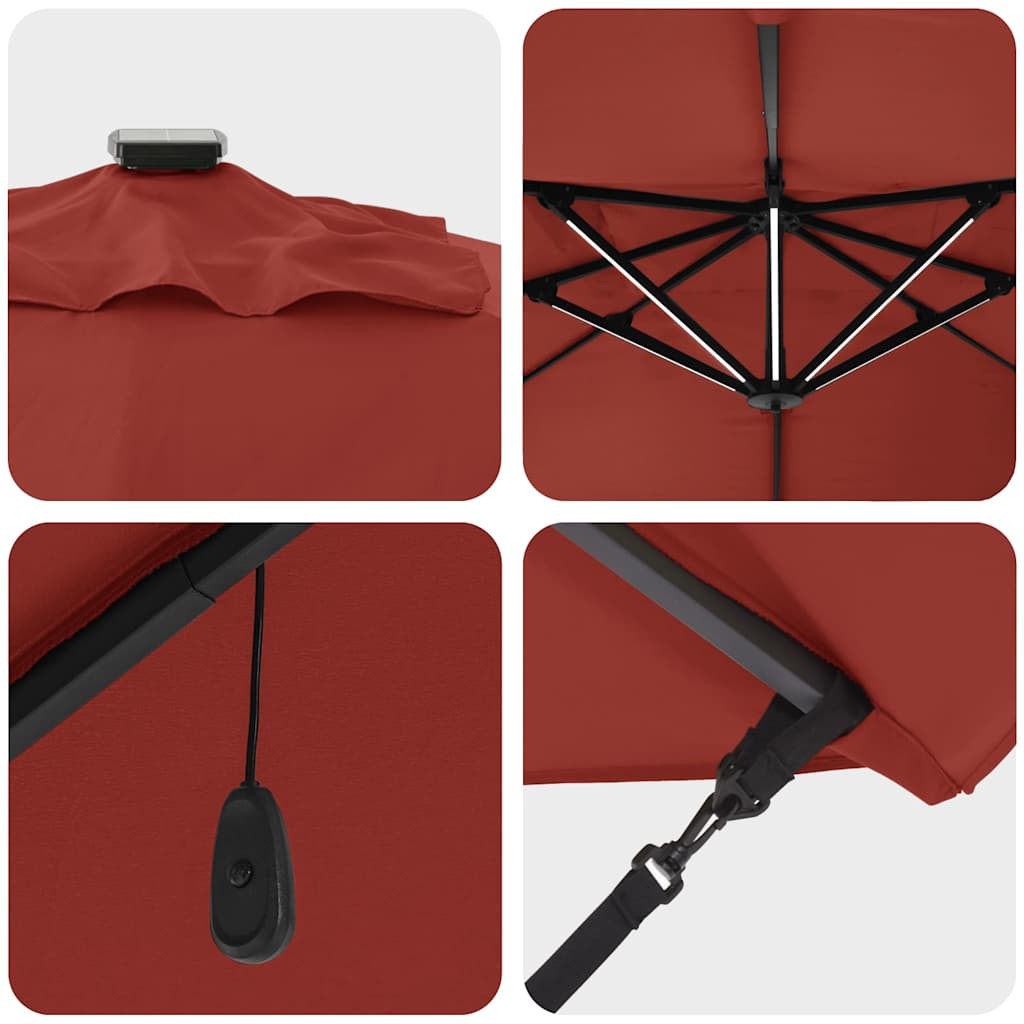 console Roma parasol with LED Terracotta 352x251x265 cm Aluminum