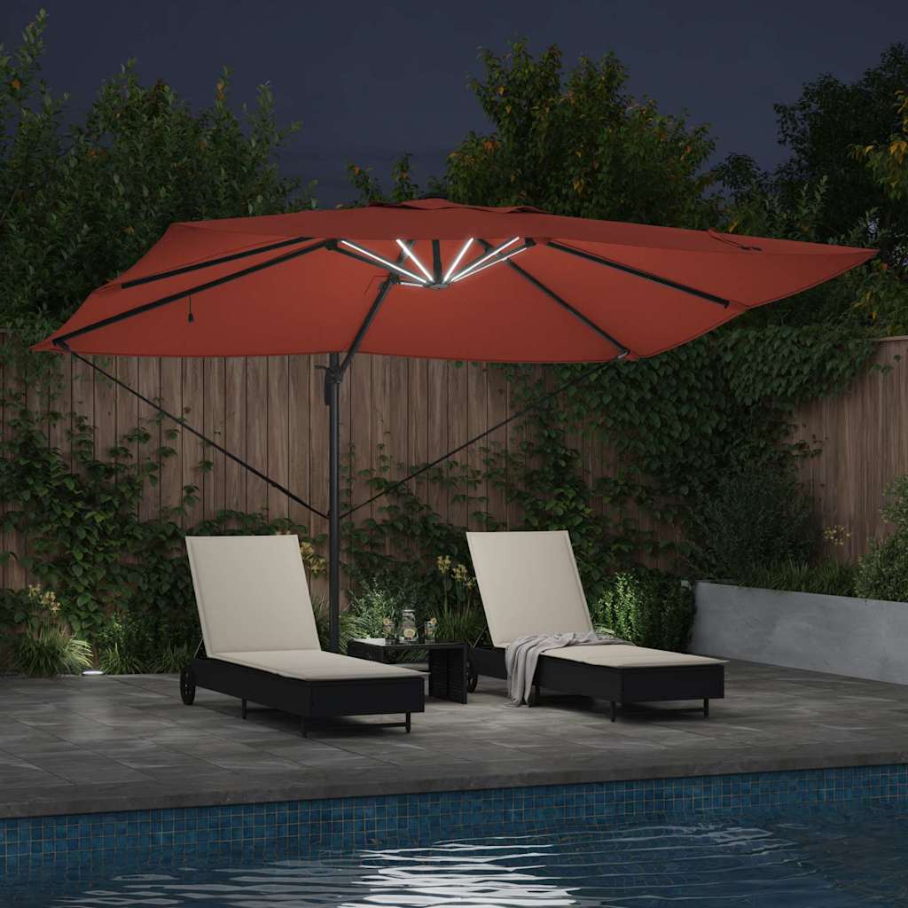 console Roma parasol with LED Terracotta 352x251x265 cm Aluminum