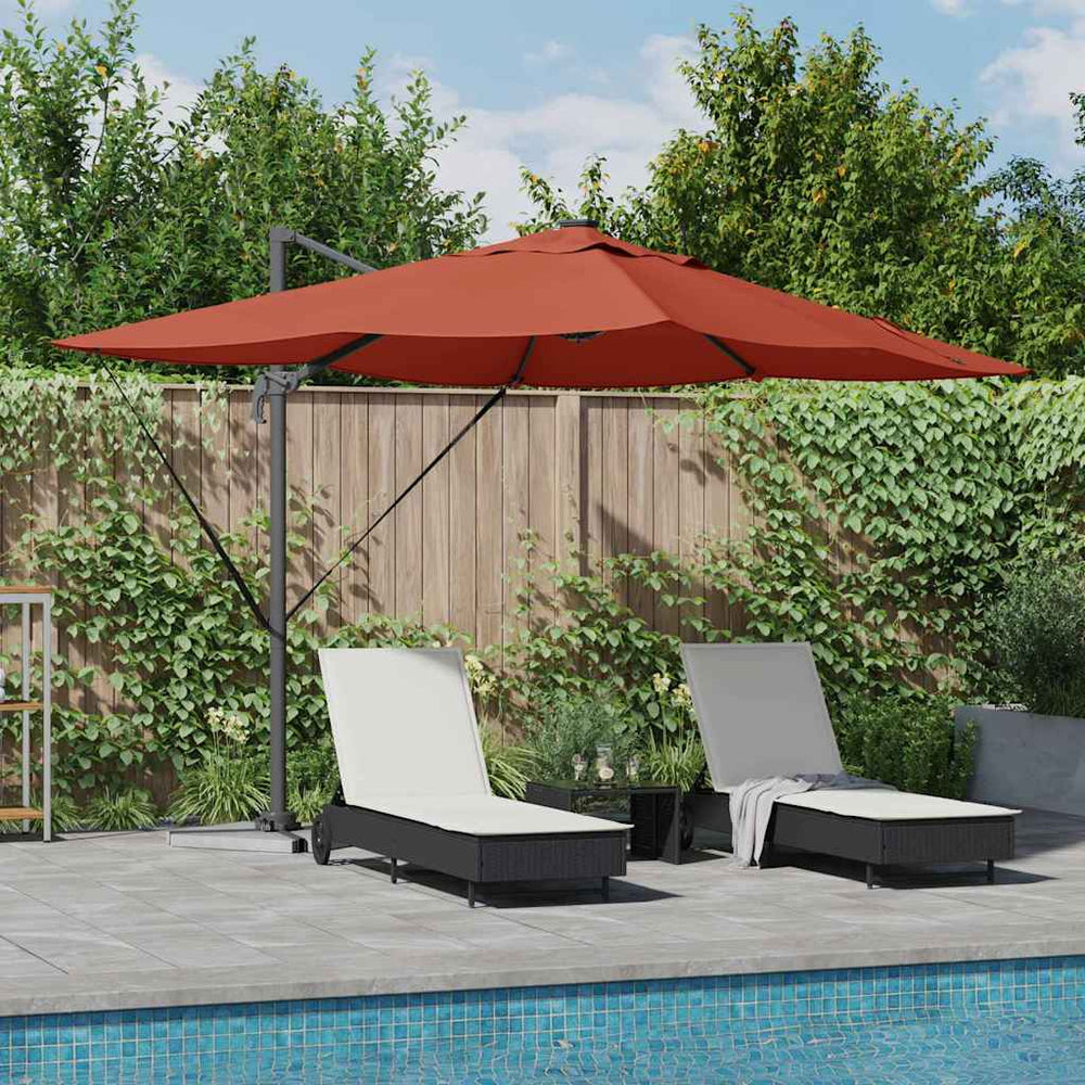 console Roma parasol with LED Terracotta 352x251x265 cm Aluminum