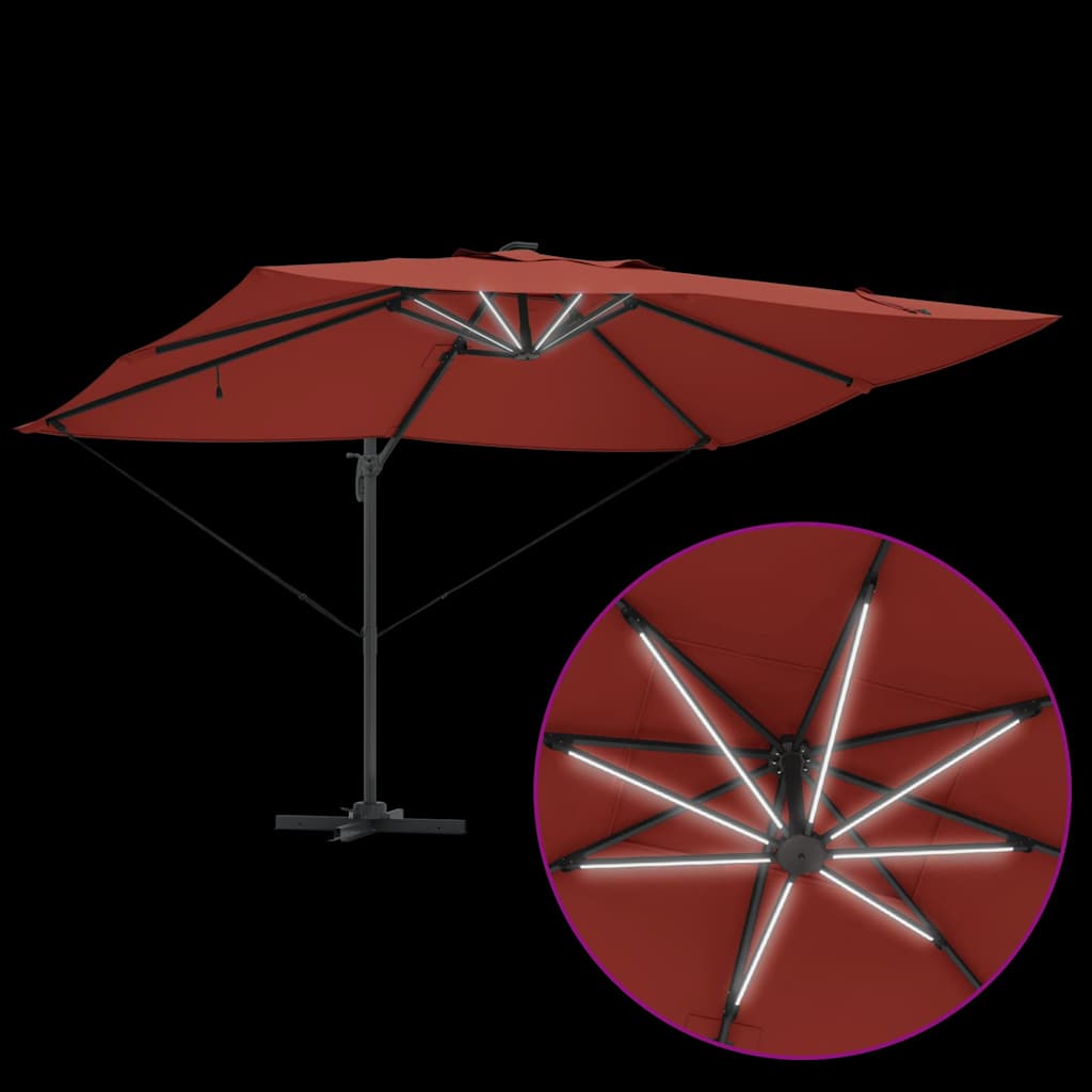 console Roma parasol with LED Terracotta 352x251x265 cm Aluminum