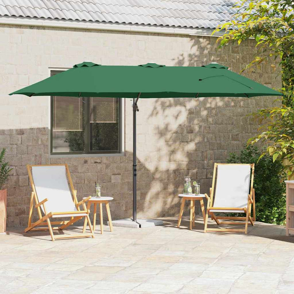 Garden cantilever parasol with lock Green 372 x 198 x 253 cm