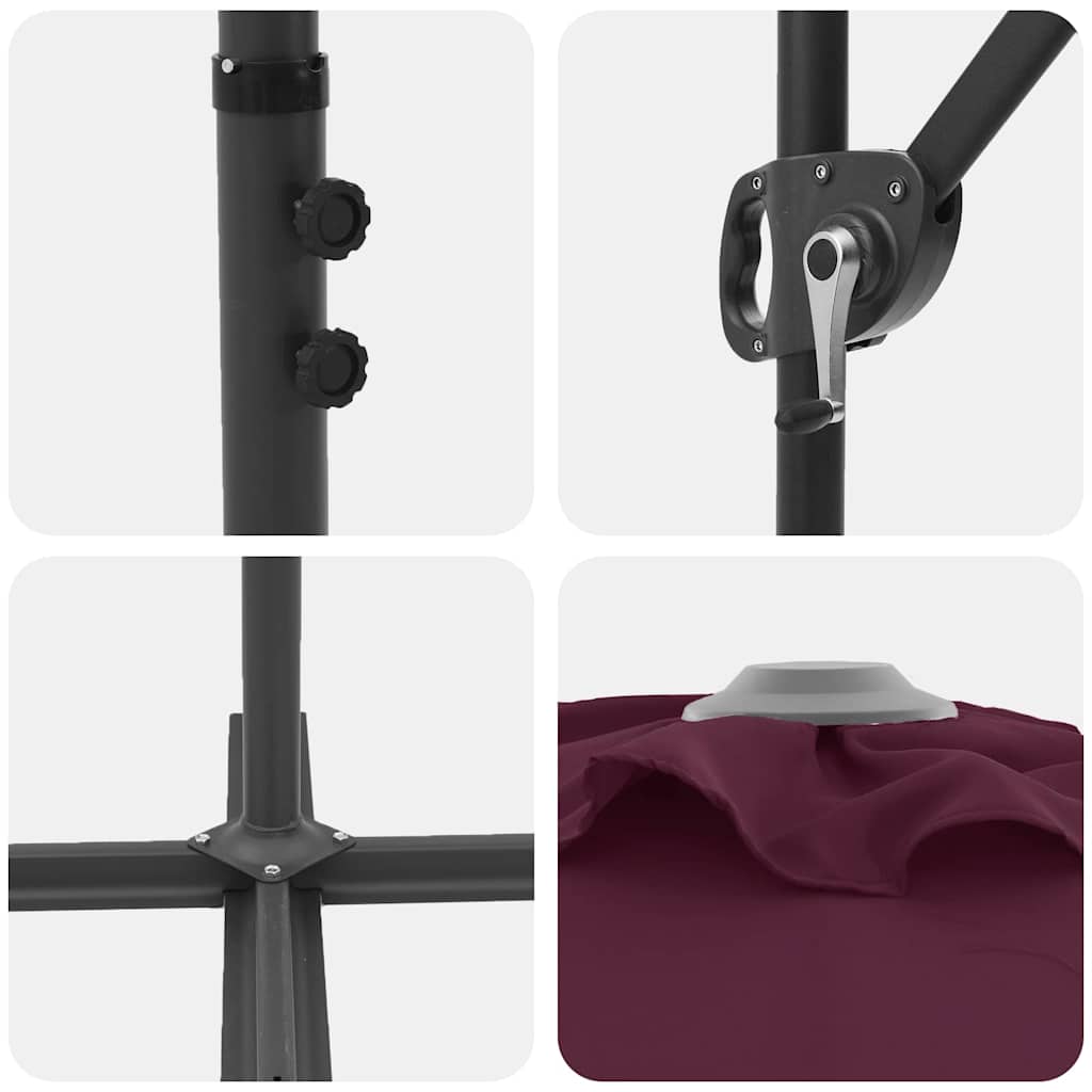 Garden cantilever umbrella with lock Burgundy L