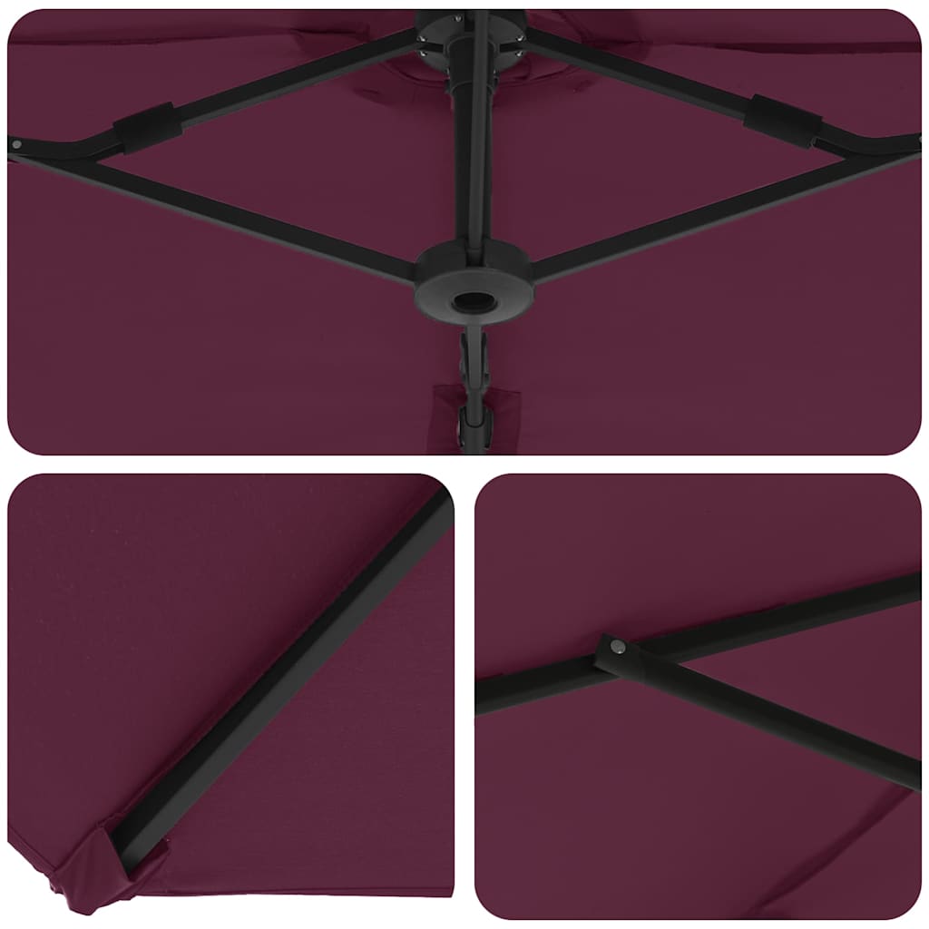 Garden cantilever umbrella with lock Burgundy L