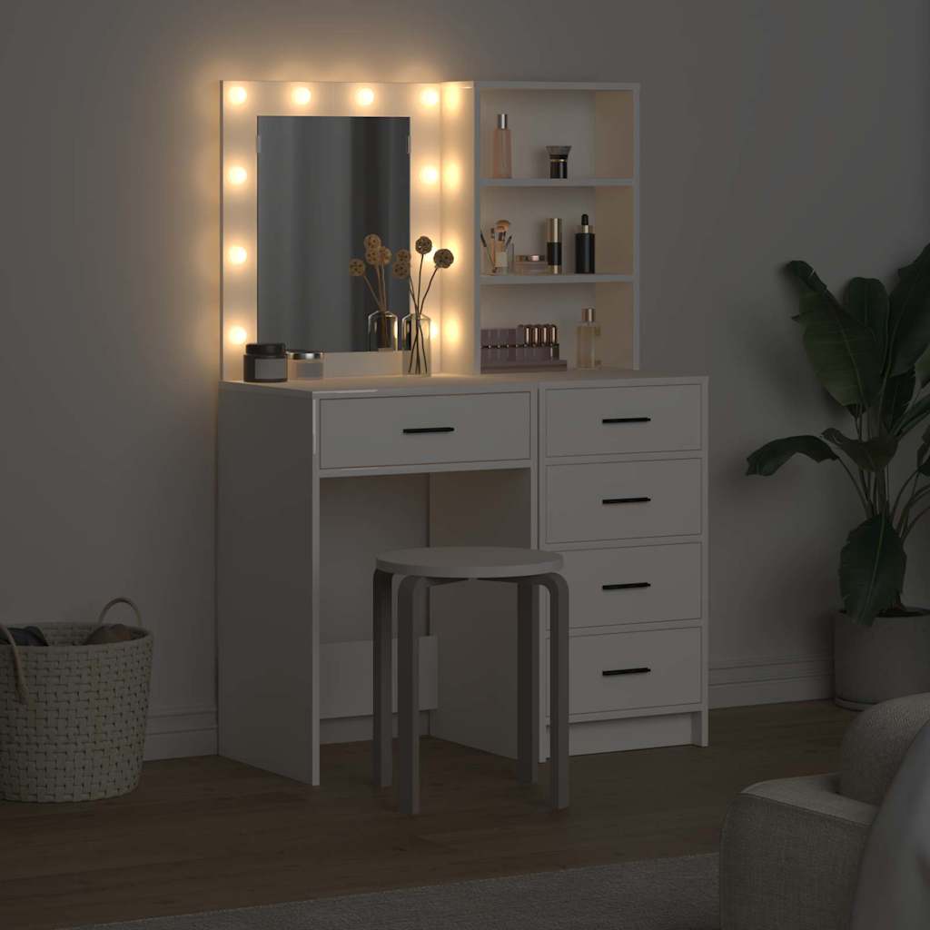 Makiažo stalas 2 pcs Balta 50 x 41 x 135 cm Apdirbta mediena