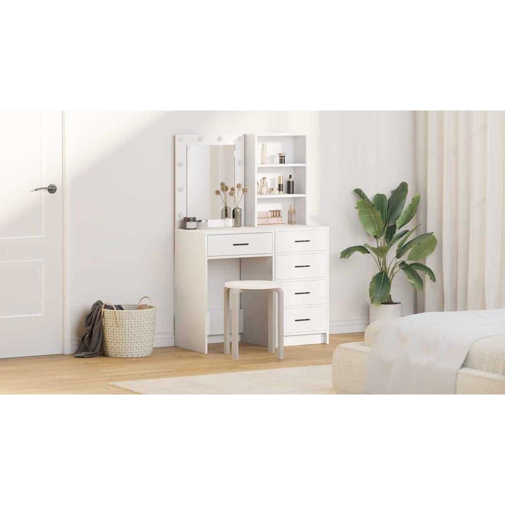 Makiažo stalas 2 pcs Balta 50 x 41 x 135 cm Apdirbta mediena