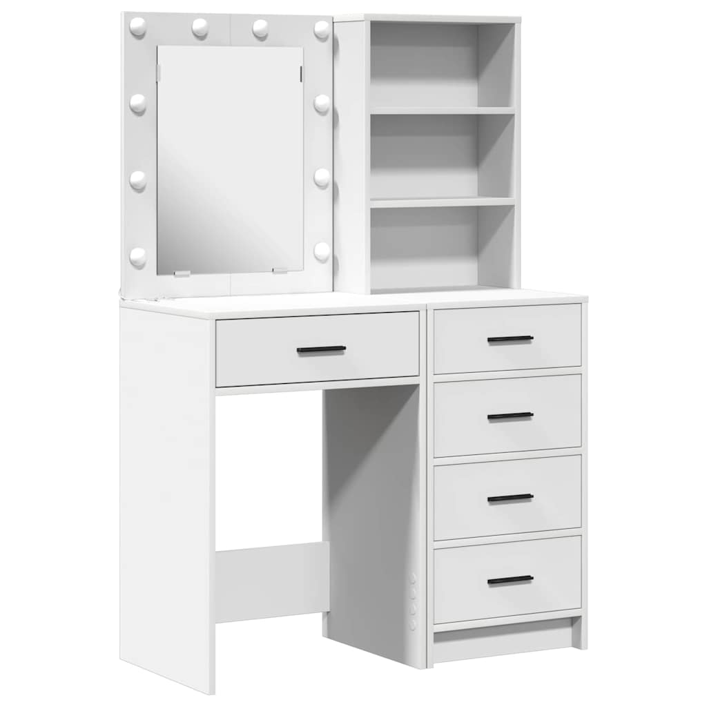 Makiažo stalas 2 pcs Balta 50 x 41 x 135 cm Apdirbta mediena