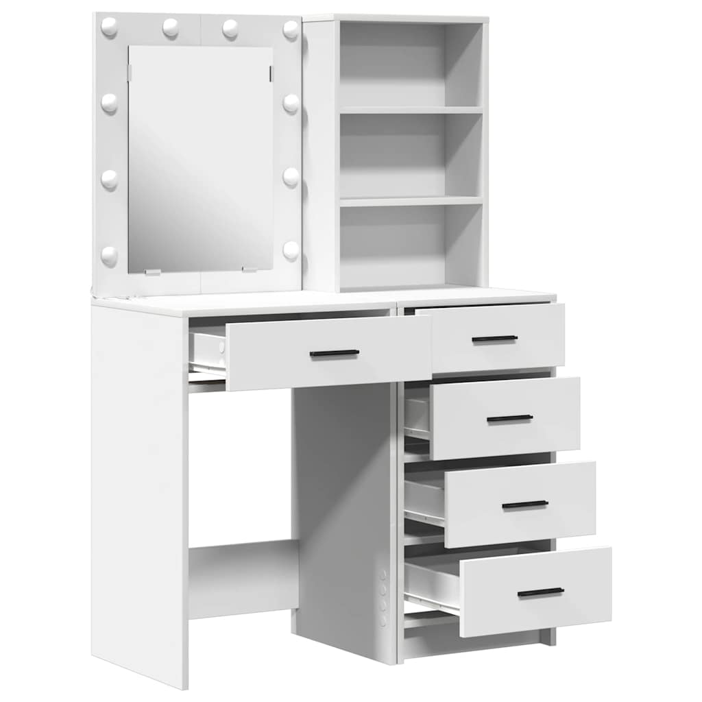 Makiažo stalas 2 pcs Balta 50 x 41 x 135 cm Apdirbta mediena