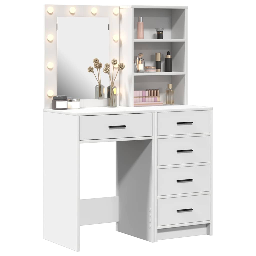Makiažo stalas 2 pcs Balta 50 x 41 x 135 cm Apdirbta mediena