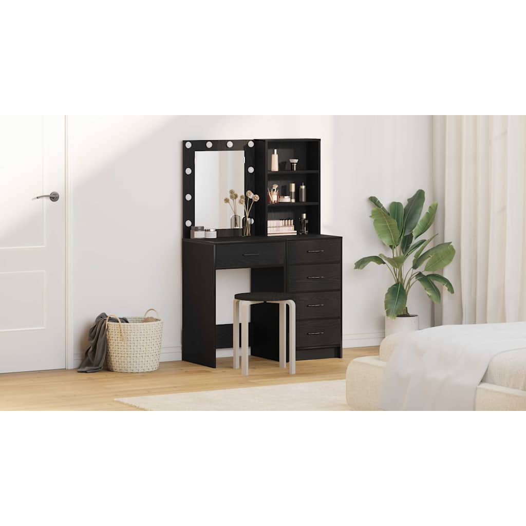 Makiažo stalas 2 pcs Juoda 50 x 41 x 135 cm Apdirbta mediena