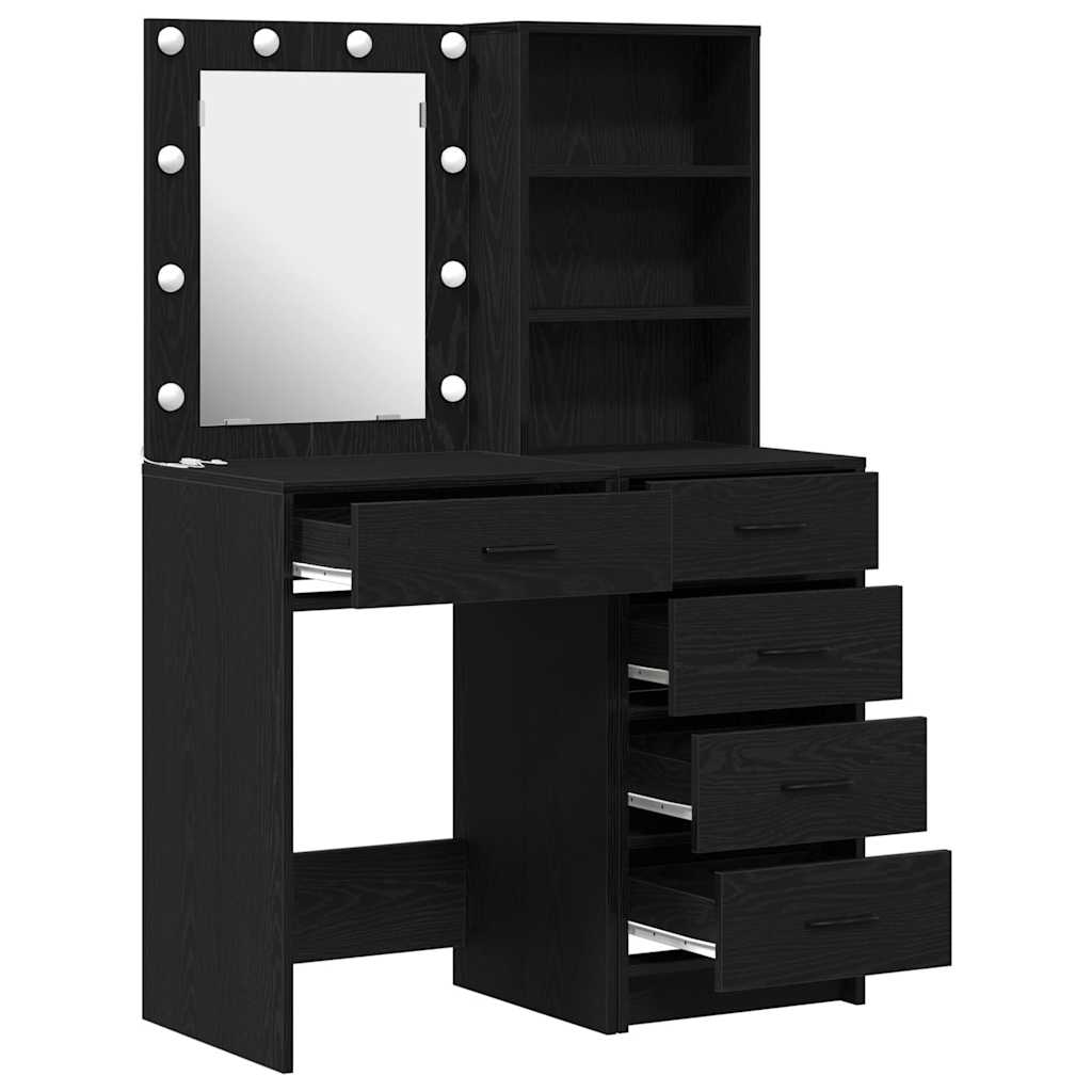 Makiažo stalas 2 pcs Juoda 50 x 41 x 135 cm Apdirbta mediena