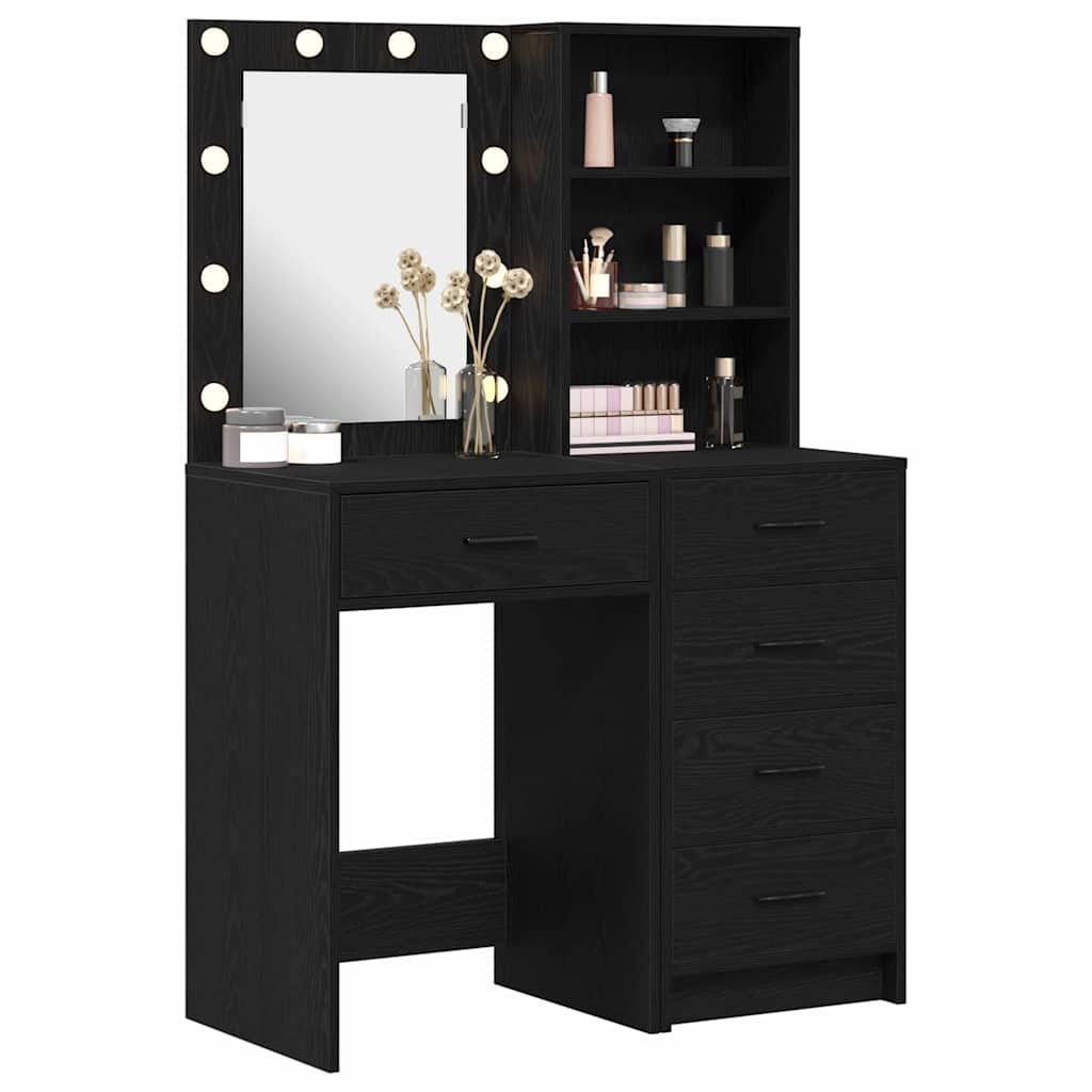 Makiažo stalas 2 pcs Juoda 50 x 41 x 135 cm Apdirbta mediena