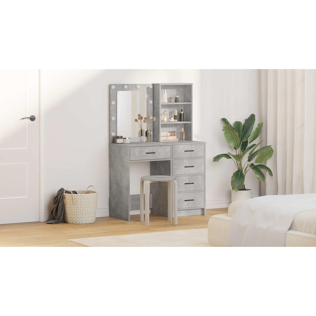 Makiažo stalas 2 pcs Pilka 50 x 41 x 135 cm Apdirbta mediena