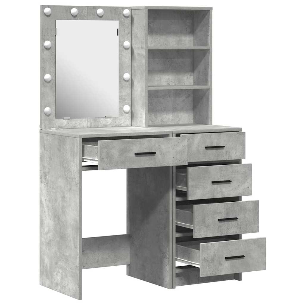 Makiažo stalas 2 pcs Pilka 50 x 41 x 135 cm Apdirbta mediena