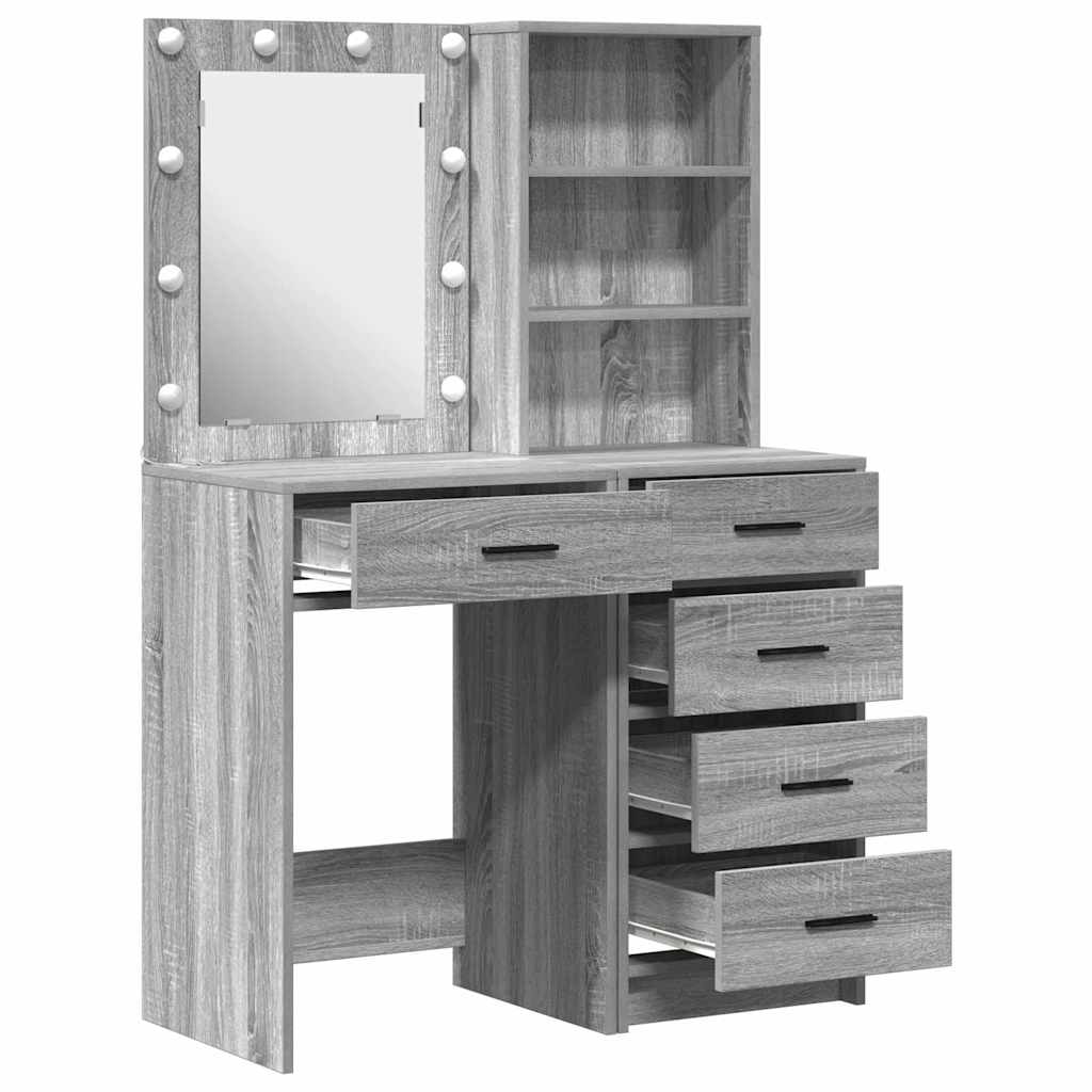 Makiažo stalas 2 pcs Pilka 50 x 41 x 135 cm Apdirbta mediena