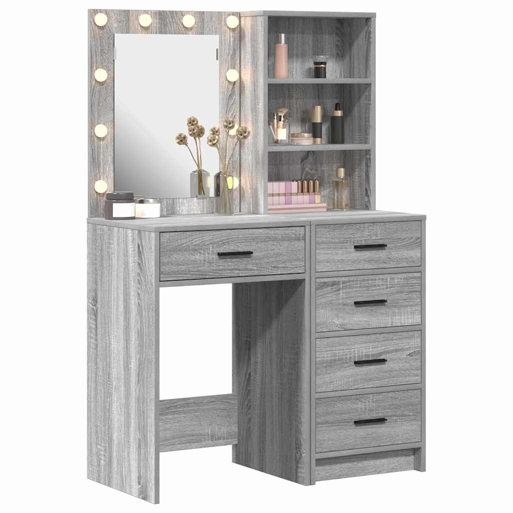 Makiažo stalas 2 pcs Pilka 50 x 41 x 135 cm Apdirbta mediena