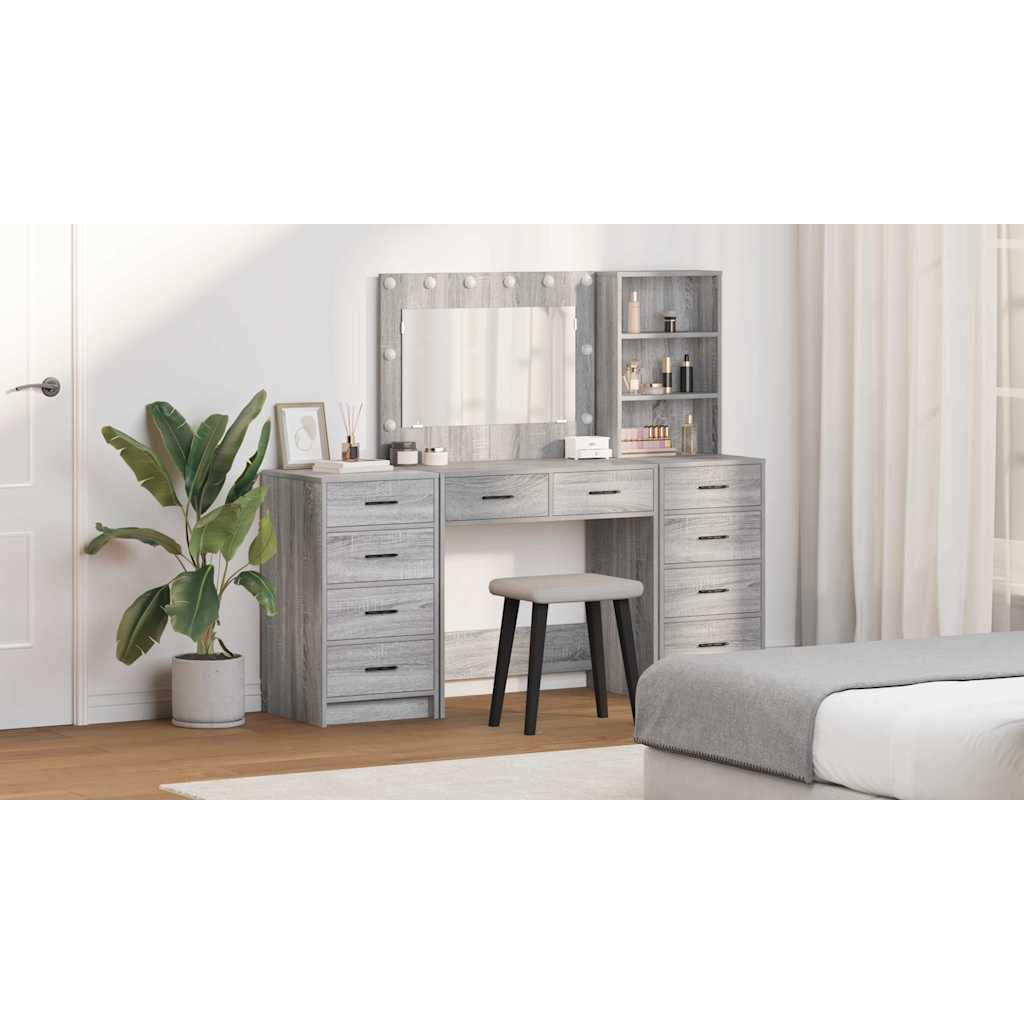 Makiažo stalas 3 pcs Pilka 40 x 41 x 135 cm Apdirbta mediena