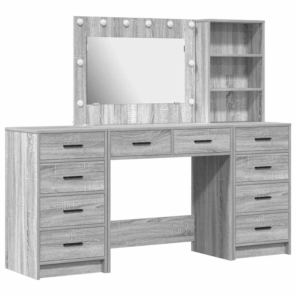 Makiažo stalas 3 pcs Pilka 40 x 41 x 135 cm Apdirbta mediena