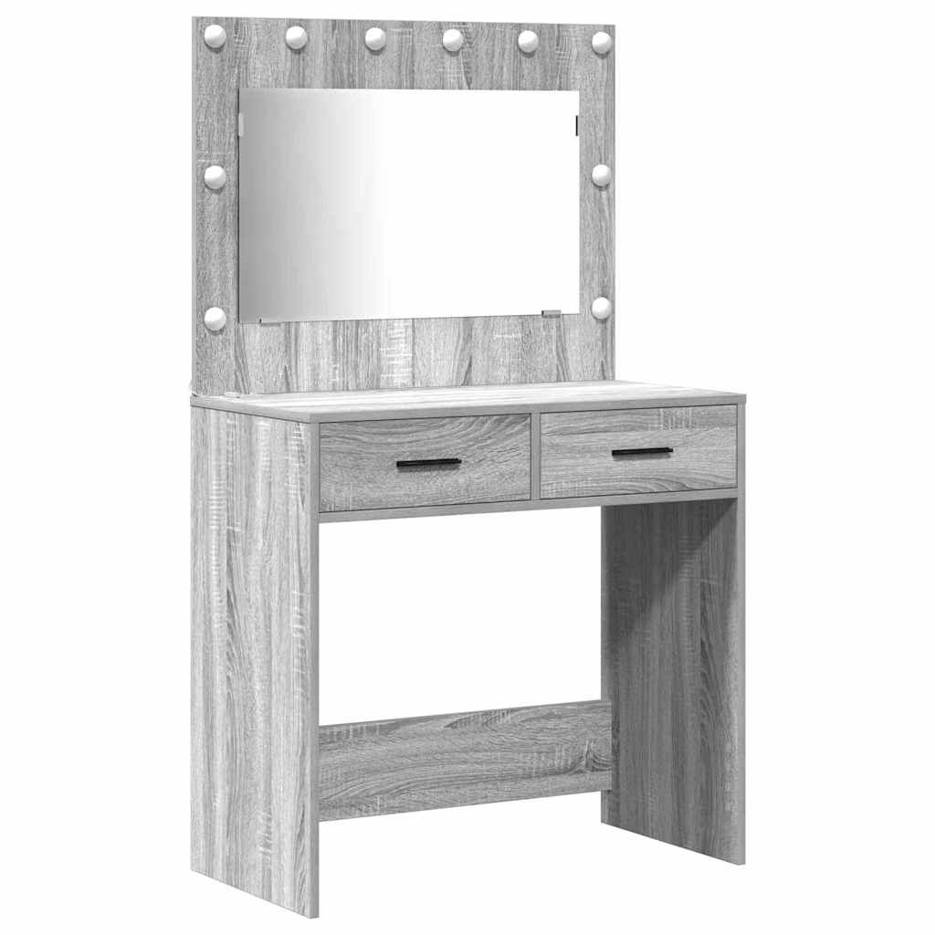 Makiažo stalas 3 pcs Pilka 40 x 41 x 135 cm Apdirbta mediena