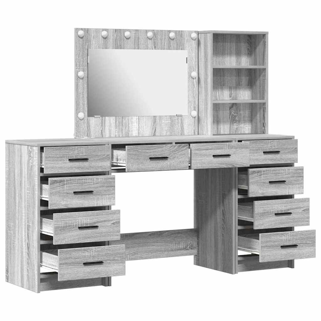 Makiažo stalas 3 pcs Pilka 40 x 41 x 135 cm Apdirbta mediena