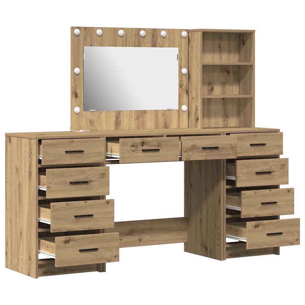 Makiažo stalas 3 vnt. Amatininkų ąžuolas 78,5 x 41 x 135 cm