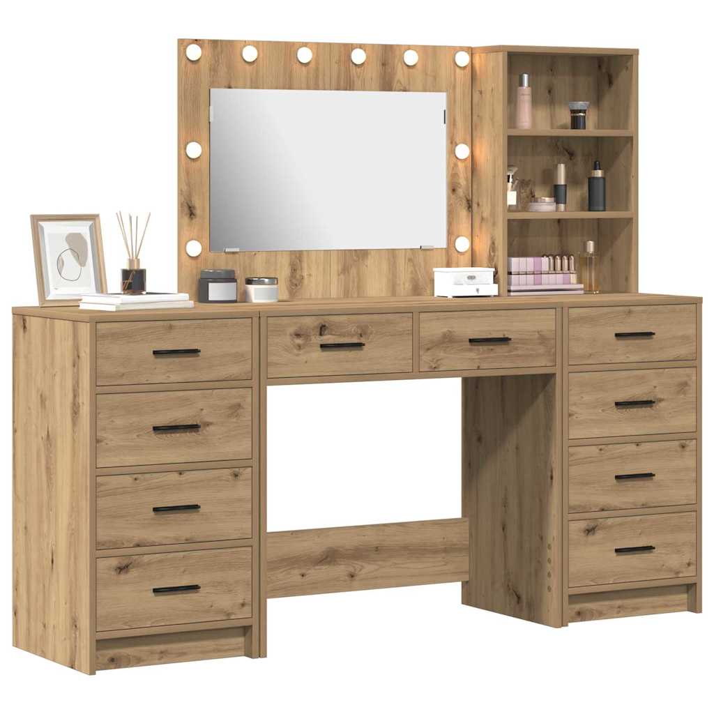 Makiažo stalas 3 vnt. Amatininkų ąžuolas 78,5 x 41 x 135 cm