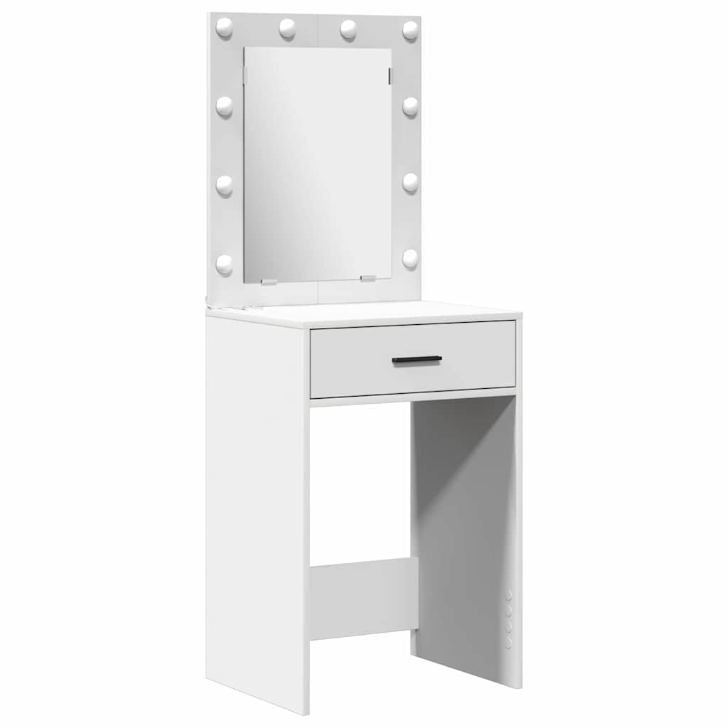 Makeup Table with Drawers 3 pcs White Engineered Wood