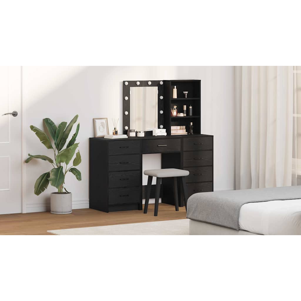 Makiažo stalas 3 pcs Juoda 40 x 41 x 135 cm Apdirbta mediena