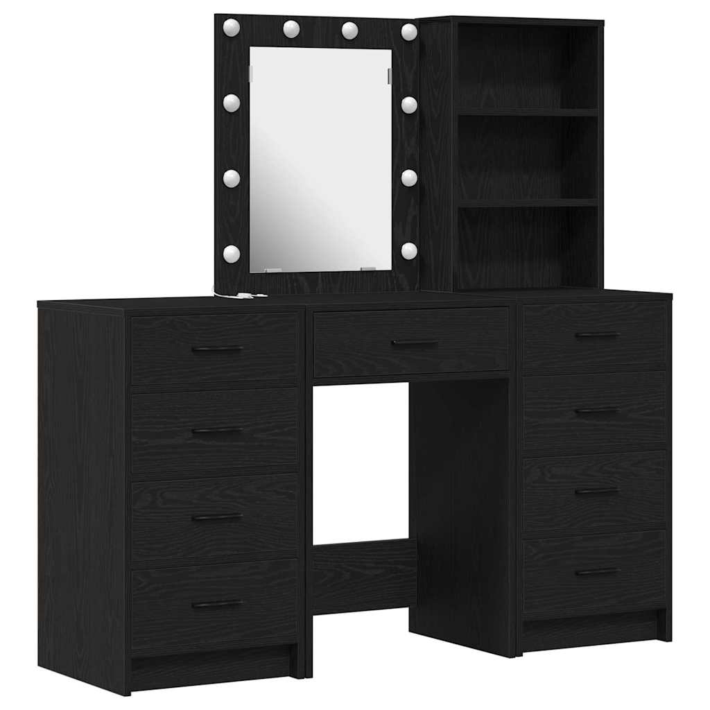 Makiažo stalas 3 pcs Juoda 40 x 41 x 135 cm Apdirbta mediena